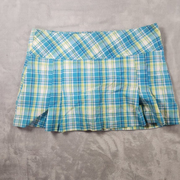 Outlooks Dresses & Skirts - Vintage Y2K Outlooks Blue Plaid Pleated Mini Skirt Size 9 Retro Whimsygoth